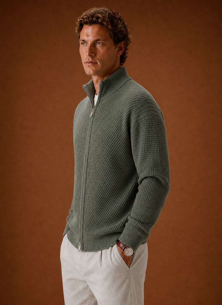 Men's Knit Cardigan - Full Zip Casual Sweater | Areleon