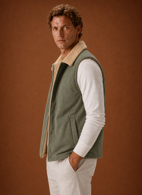 Bodywarmer heren groen, zijaanzicht – Estrani
