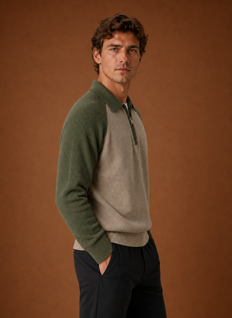 Men's Half Zip Sweater - Long Sleeve Knit Pullover | Areleon