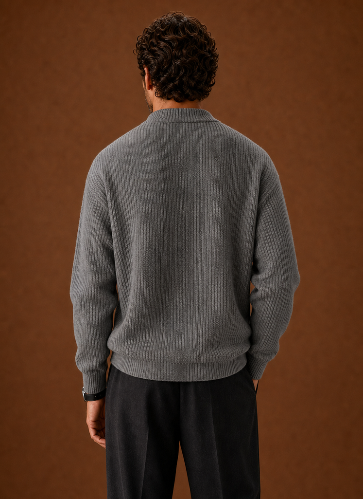 Men's Ribbed Knit Sweater - Crew Neck Pullover | Areleon