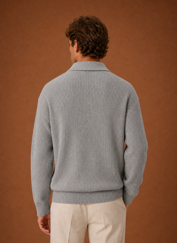 Men's Quarter Zip Sweater - Oversized Knit Pullover | Areleon
