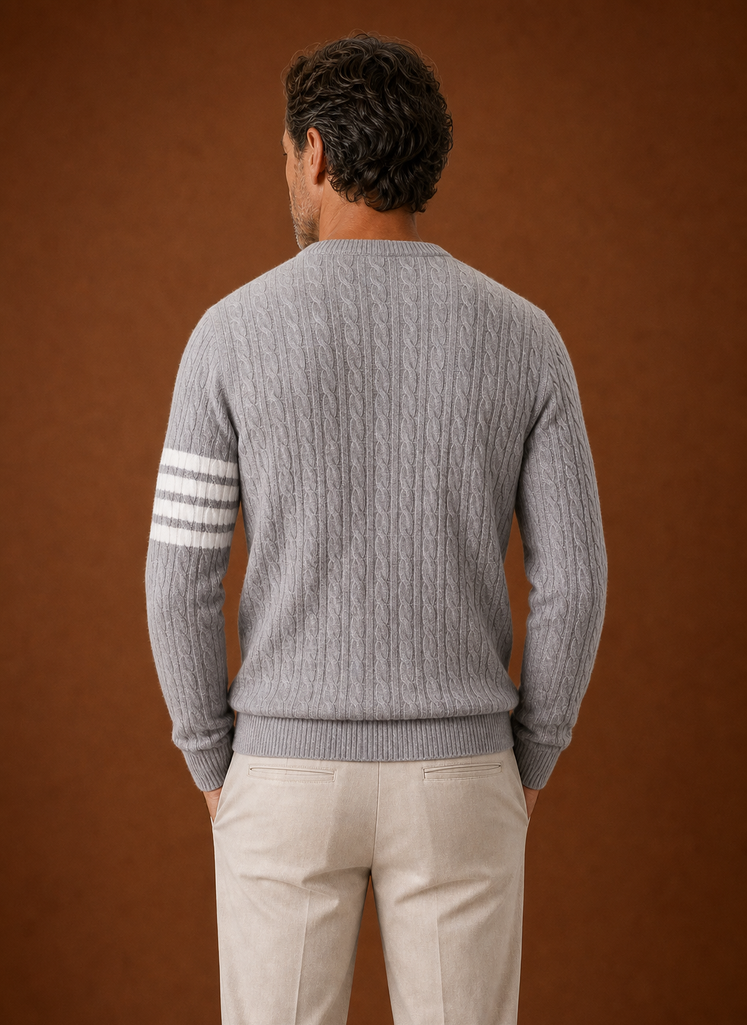 Men's Cable Knit Sweater - Crew Neck Pullover | Areleon