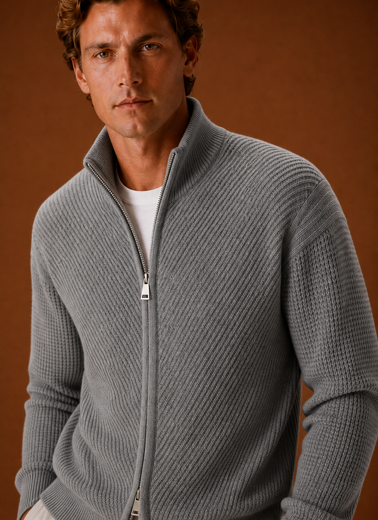 Men's Knit Cardigan - Full Zip Casual Sweater | Areleon