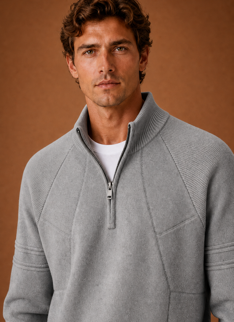 Men's Half Zip Knit Sweater - Casual Layering Pullover | Areleon