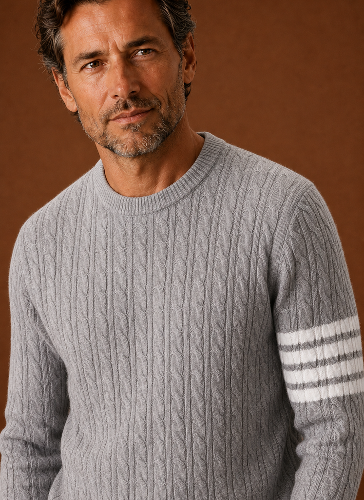 Men's Cable Knit Sweater - Crew Neck Pullover | Areleon