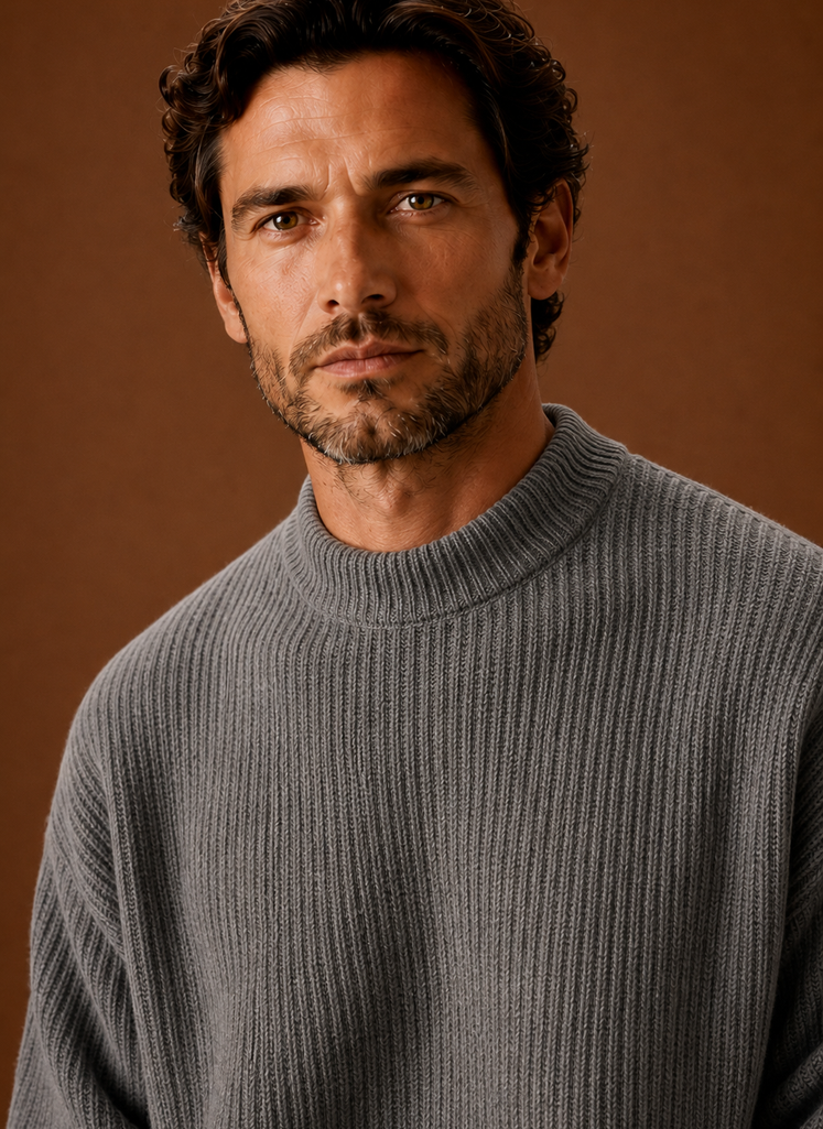 Men's Ribbed Knit Sweater - Crew Neck Pullover | Areleon