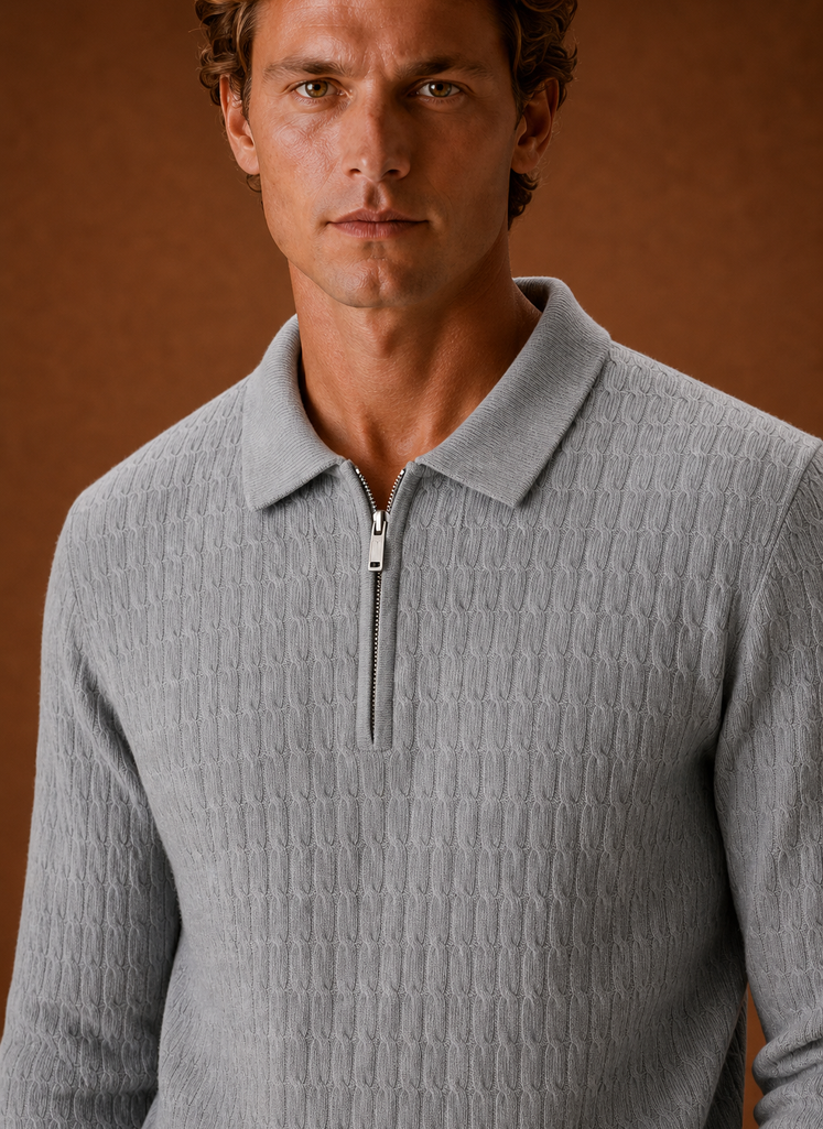 Men's Half Zip Pullover - Oversized Ribbed Sweater | Areleon