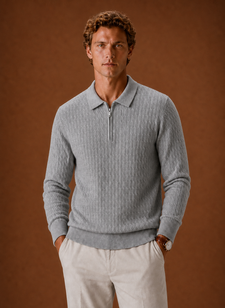 Men's Half Zip Pullover - Oversized Ribbed Sweater | Areleon