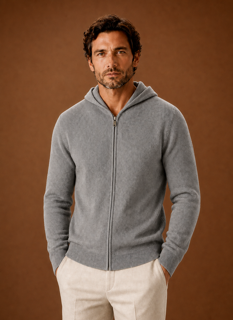Men's Full Zip Hoodie - Knit Zip-Up Layering Piece | Areleon