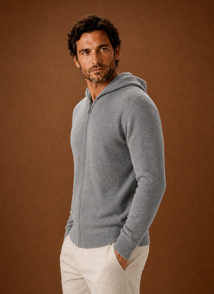 Men's Full Zip Hoodie - Knit Zip-Up Layering Piece | Areleon