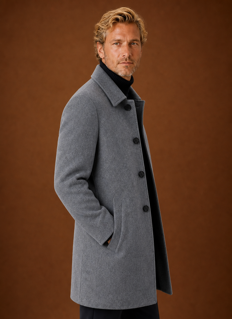 Men's Overcoat - Mid-Length Tailored Topcoat | Areleon
