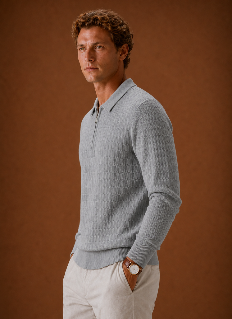 Men's Half Zip Pullover - Oversized Ribbed Sweater | Areleon