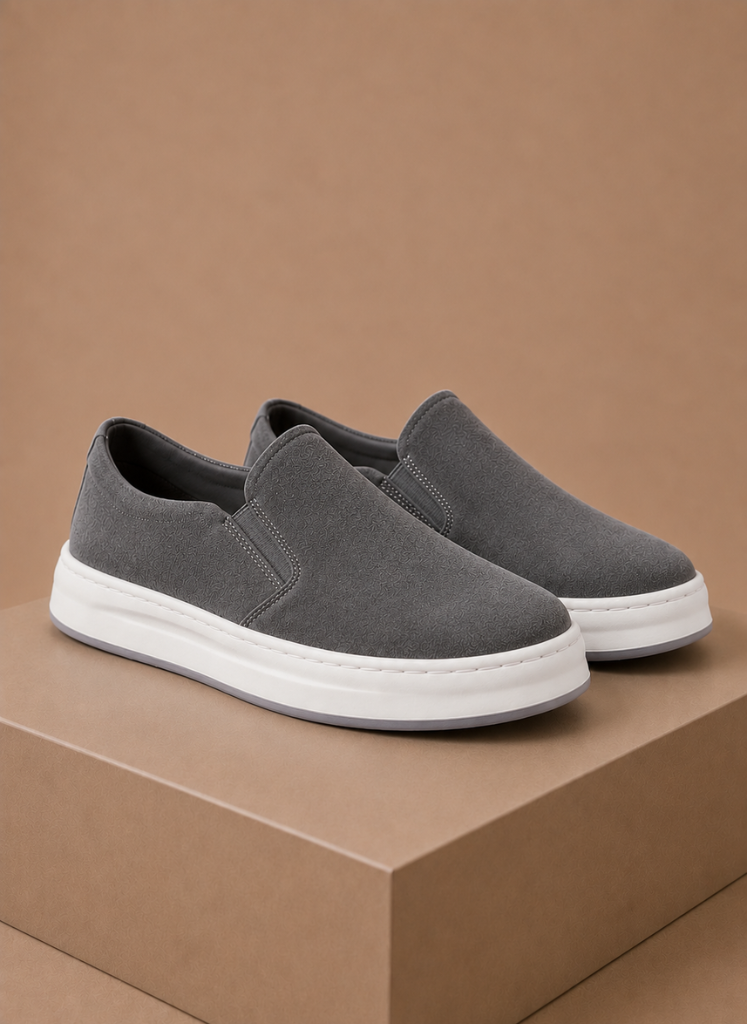 Instap sneakers heren in grijs met suède-look – Estrani