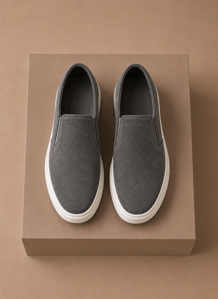 Instap sneakers heren, detail van het elastische zijpaneel – Estrani