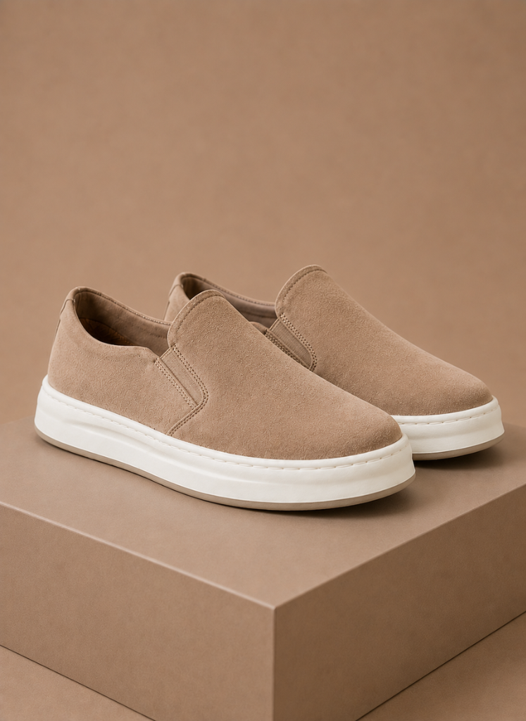 Instap sneakers heren in beige met suède-look – Estrani