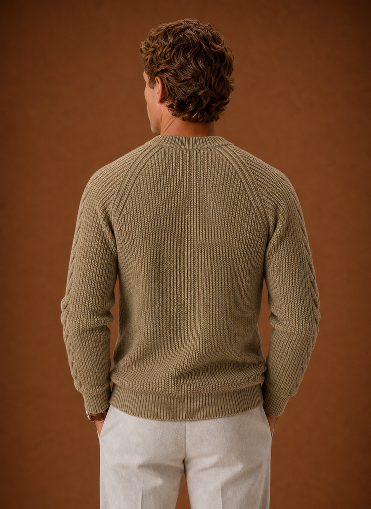 Men's Cable Knit Sweater - Crewneck Pullover | Areleon