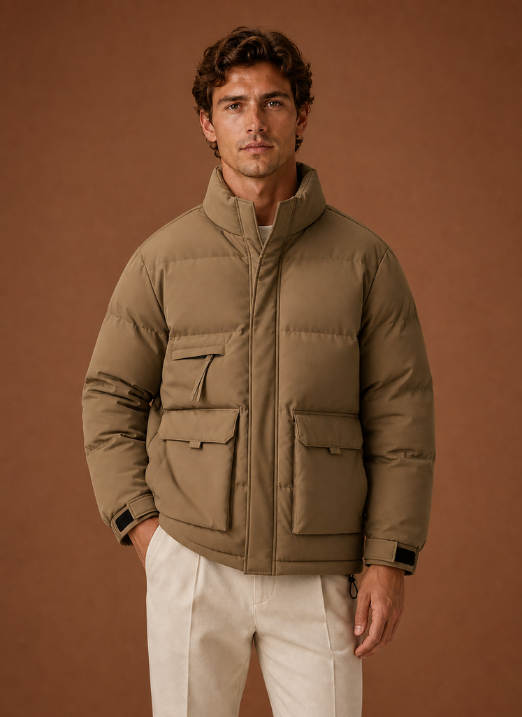 Men's Puffer Jacket - High-Neck Winter Coat | Areleon