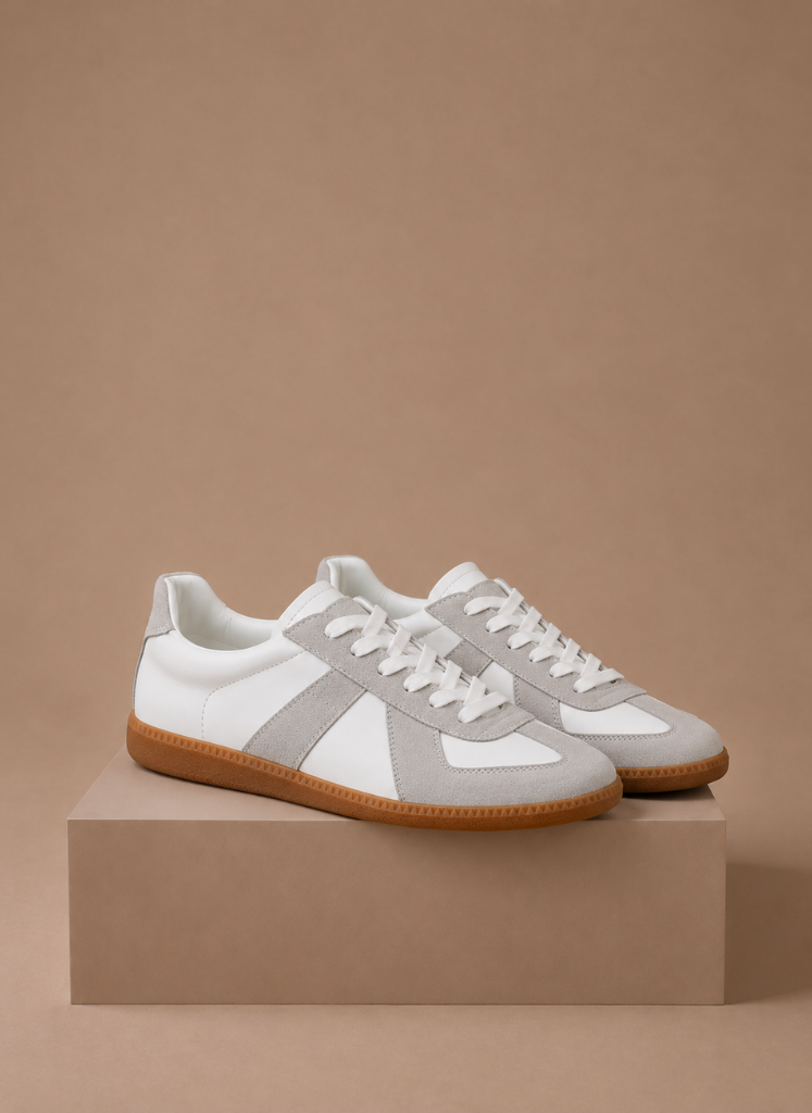 Lage sneakers heren in wit met gumzool – Estrani