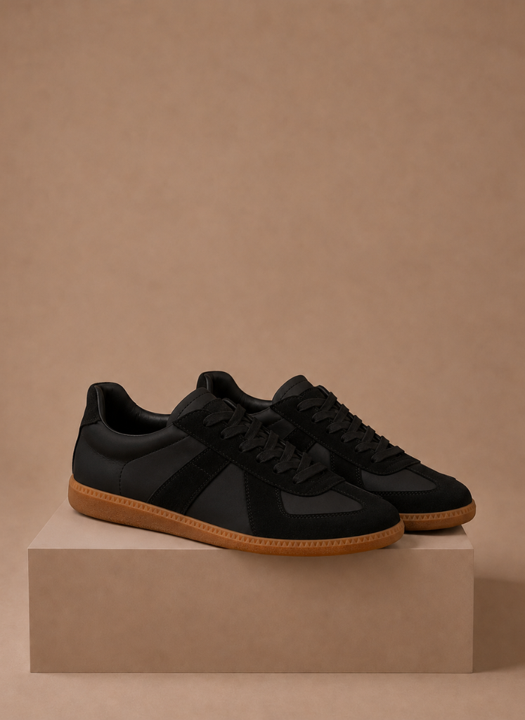 Lage sneakers heren in zwart met gumzool – Estrani