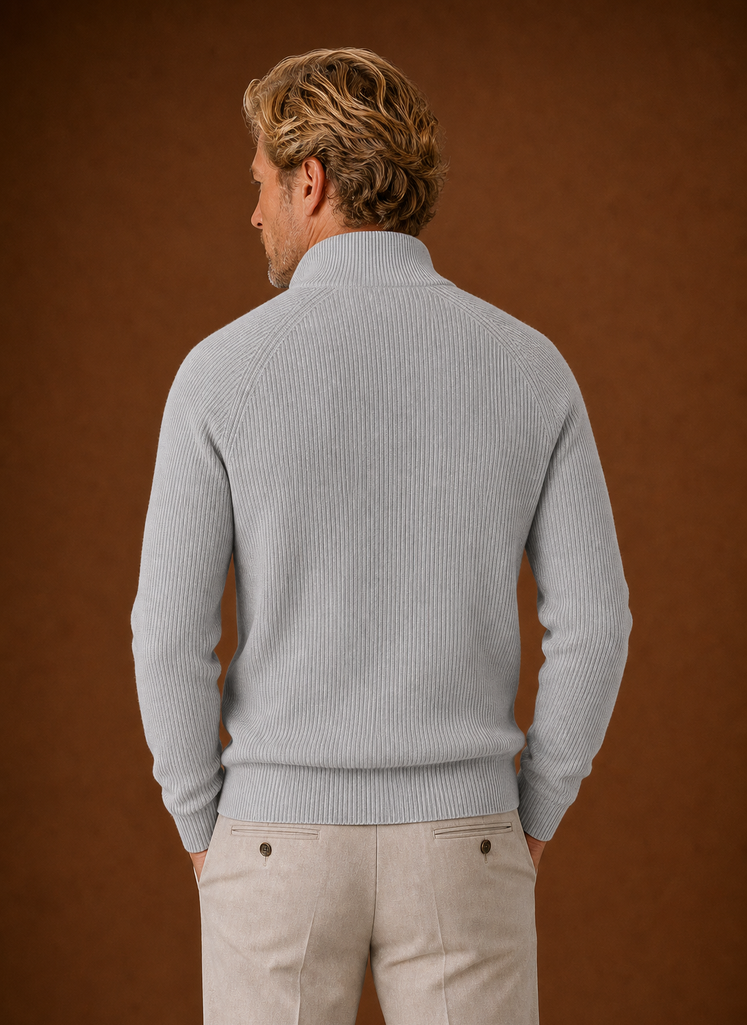 Men's Knit Cardigan - Full Zip Ribbed Zip-Up Sweater | Areleon