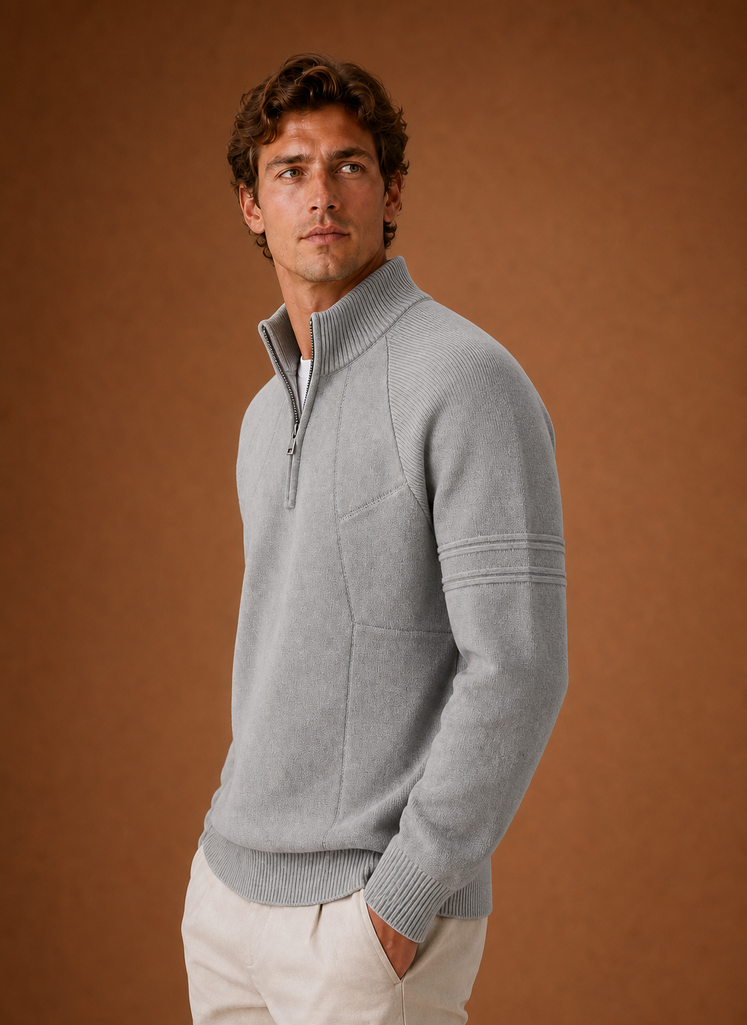 Men's Half Zip Knit Sweater - Casual Layering Pullover | Areleon