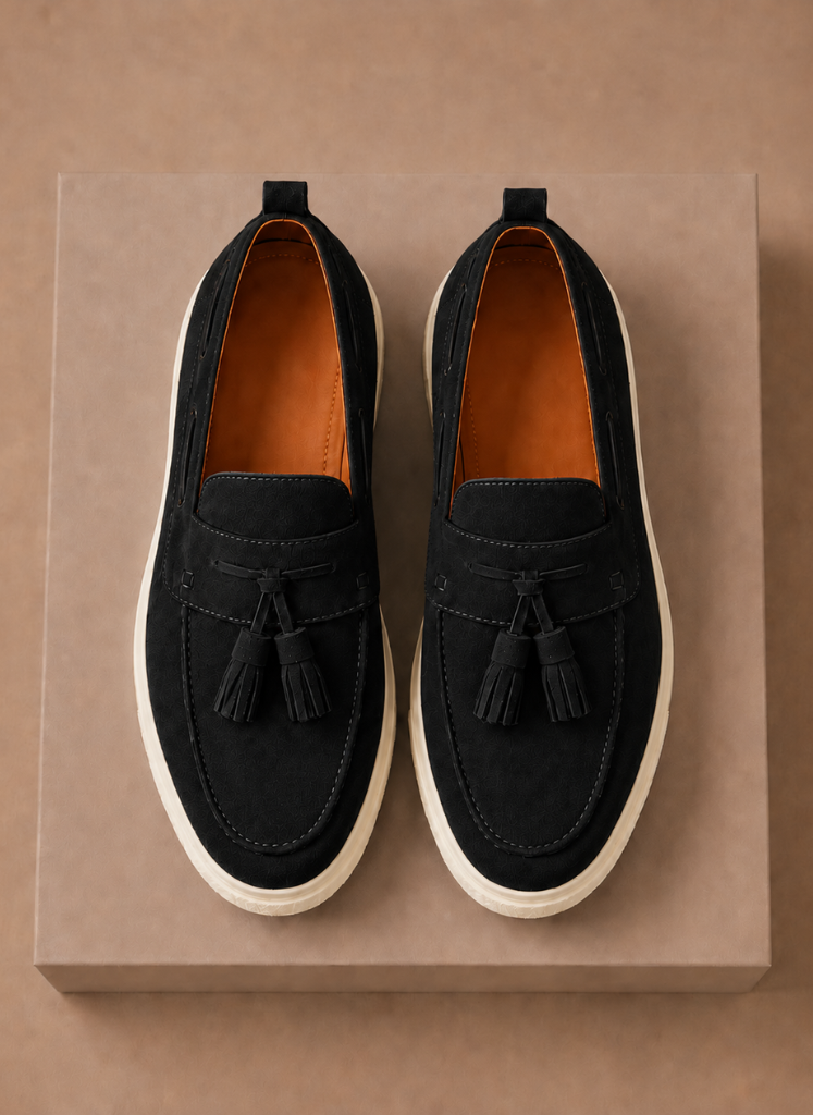 Loafer sneakers heren met kwastjes, zijaanzicht – Estrani