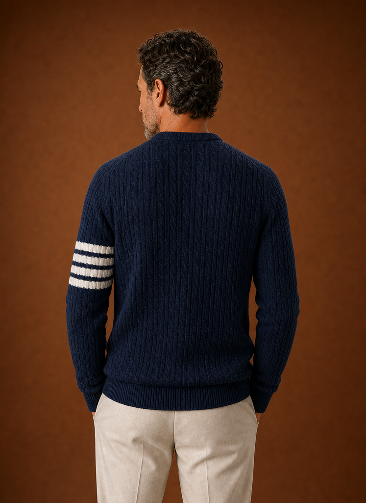 Men's Cable Knit Sweater - Crew Neck Pullover | Areleon