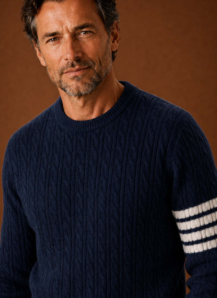 Men's Cable Knit Sweater - Crew Neck Pullover | Areleon
