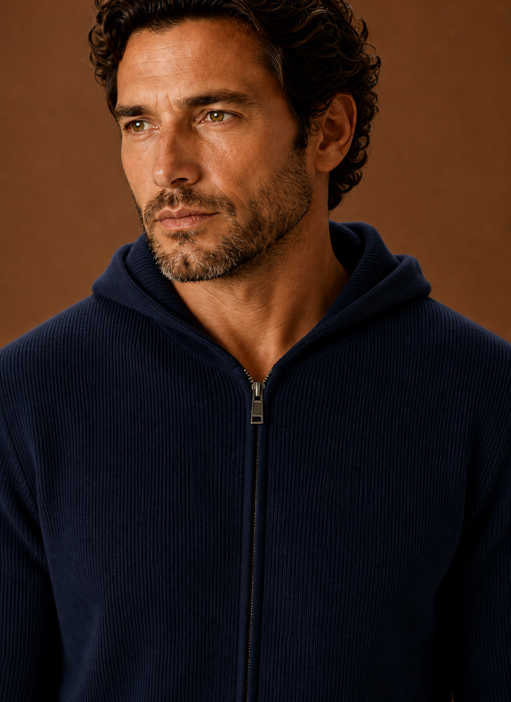 Men's Full Zip Hoodie - Knit Zip-Up Layering Piece | Areleon