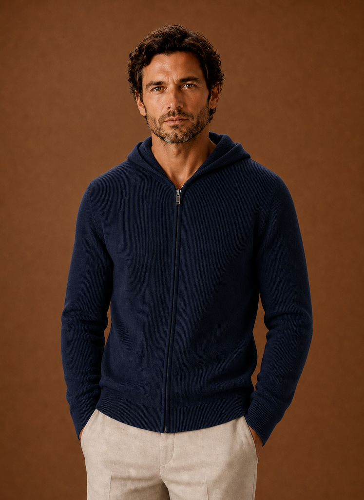Men's Full Zip Hoodie - Knit Zip-Up Layering Piece | Areleon