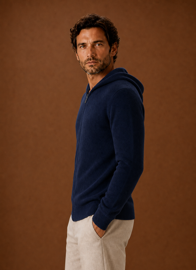 Men's Full Zip Hoodie - Knit Zip-Up Layering Piece | Areleon