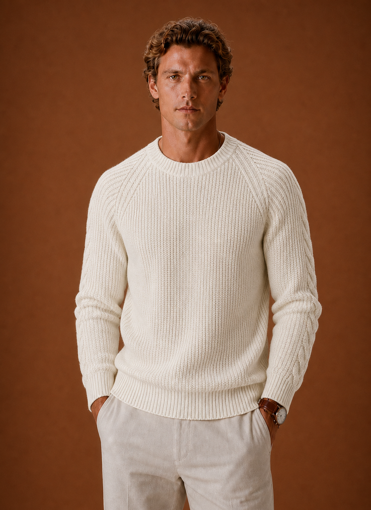 Men's Cable Knit Sweater - Crewneck Pullover | Areleon