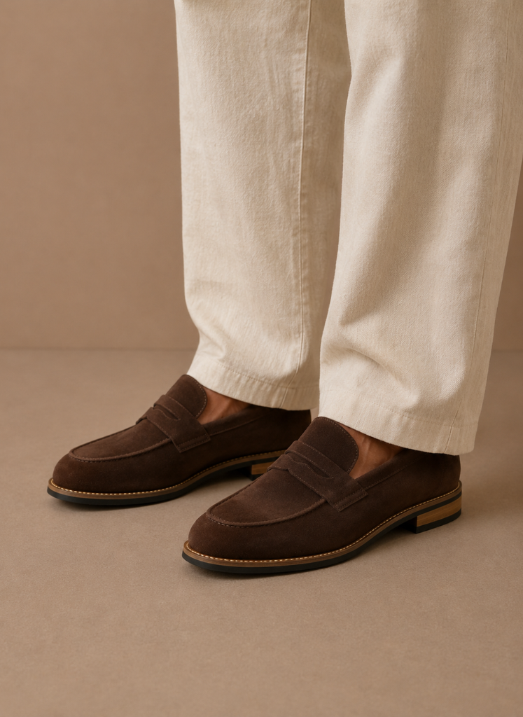 Penny loafers heren in bruin, zijaanzicht – Estrani