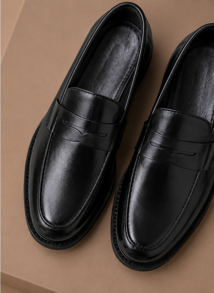 Penny loafers heren, detail van het bandje over de instap – Estrani