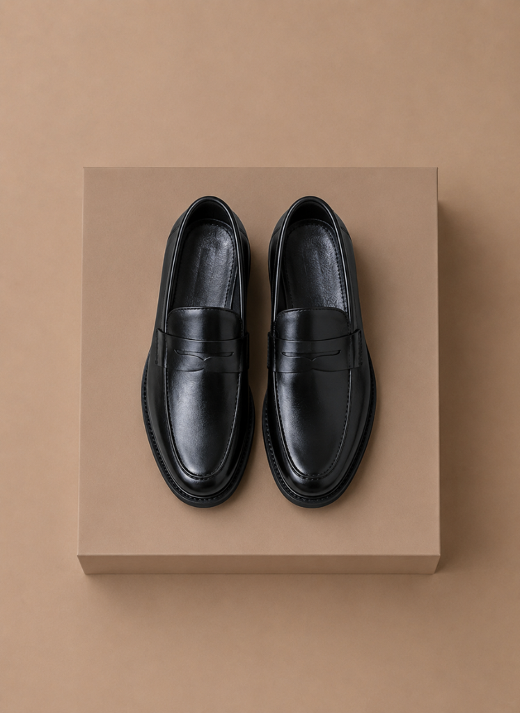 Penny loafers heren, detail van de zool en de hak – Estrani
