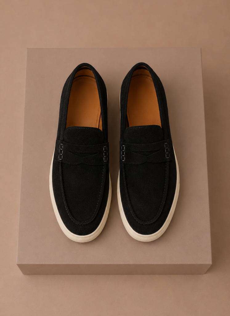 Penny loafers heren, detail van de rubberzool – Estrani
