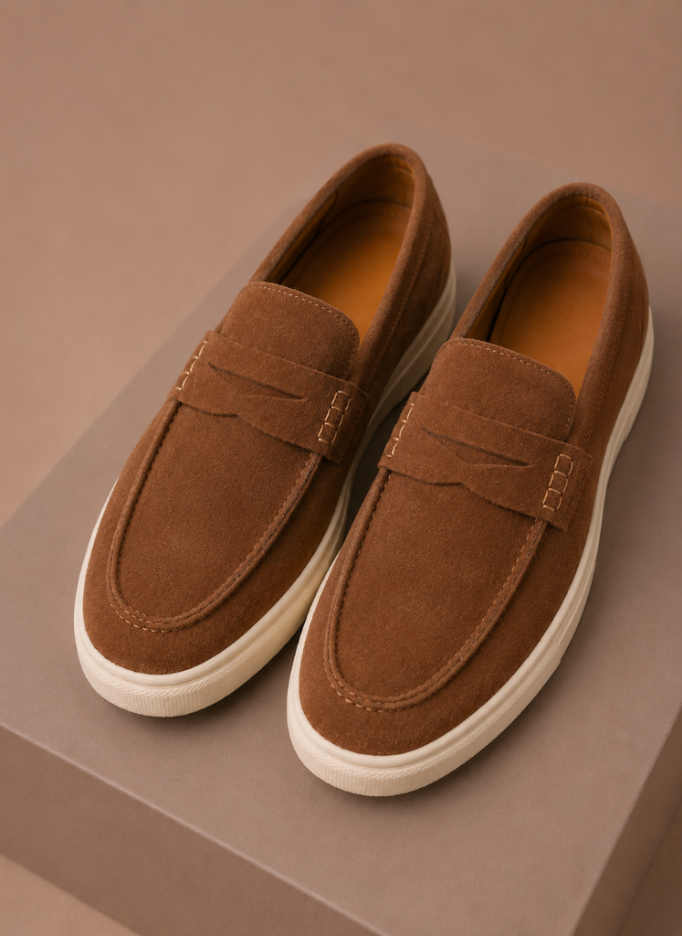 Penny loafers heren, draagbeeld met chino – Estrani