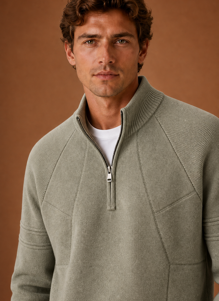 Men's Half Zip Knit Sweater - Casual Layering Pullover | Areleon