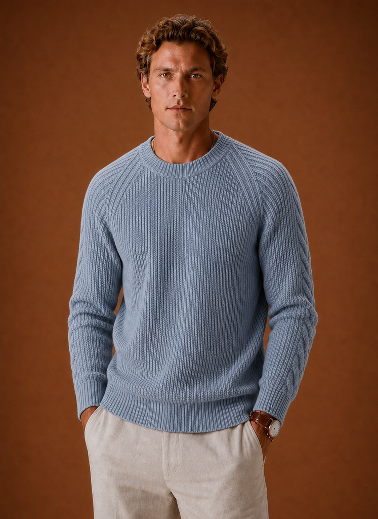 Men's Cable Knit Sweater - Crewneck Pullover | Areleon