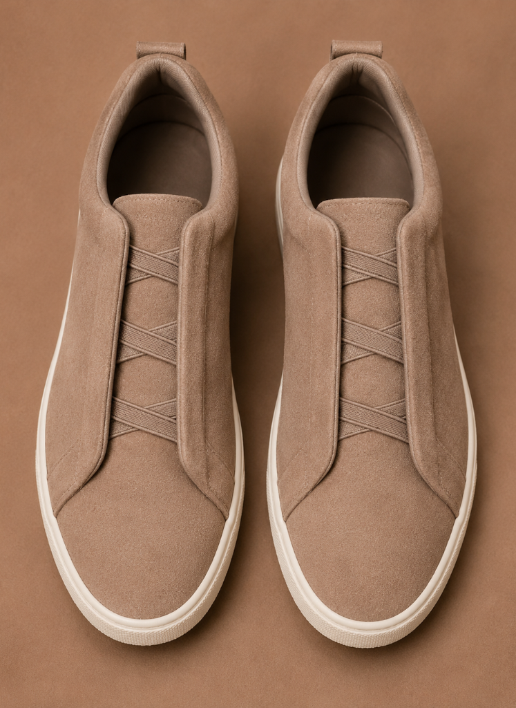 Sneakers heren zonder veters, detail van de elastische veterdetails – Estrani