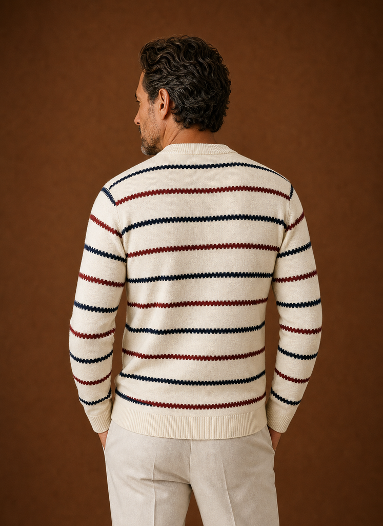 Men's Striped Knit Crewneck Sweater | Areleon