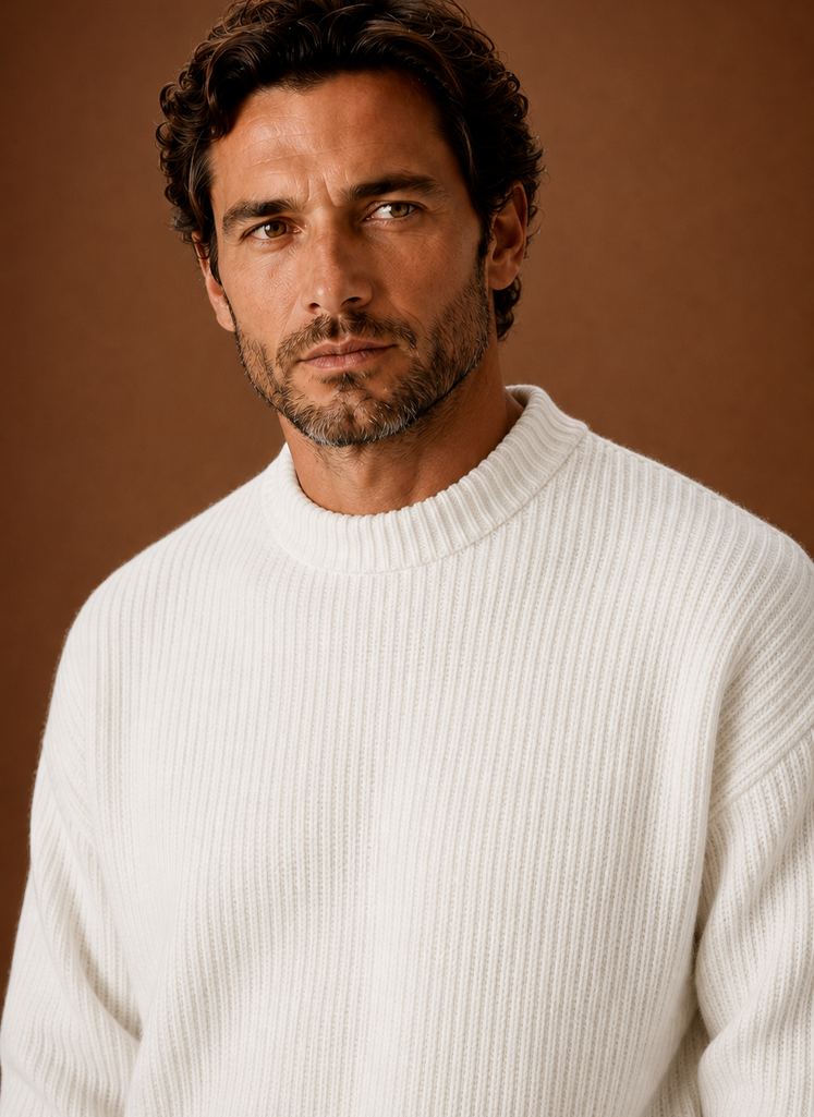 Men's Ribbed Knit Sweater - Crew Neck Pullover | Areleon