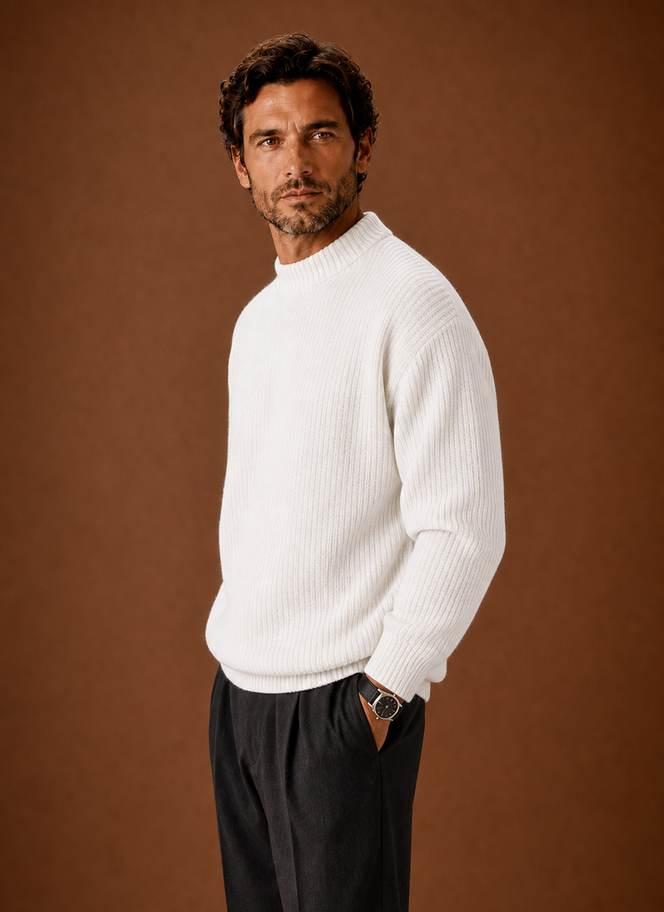 Men's Ribbed Knit Sweater - Crew Neck Pullover | Areleon