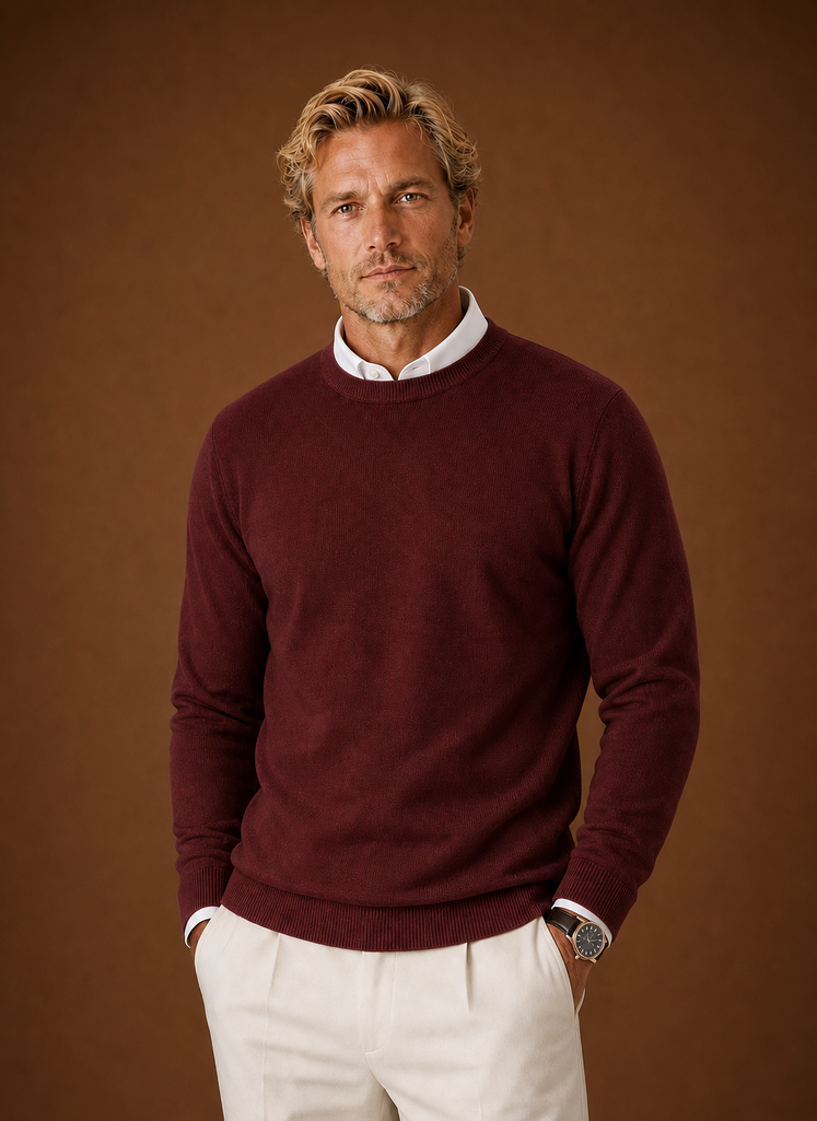 Men's Crew Neck Sweater - Classic Knit Pullover | Areleon