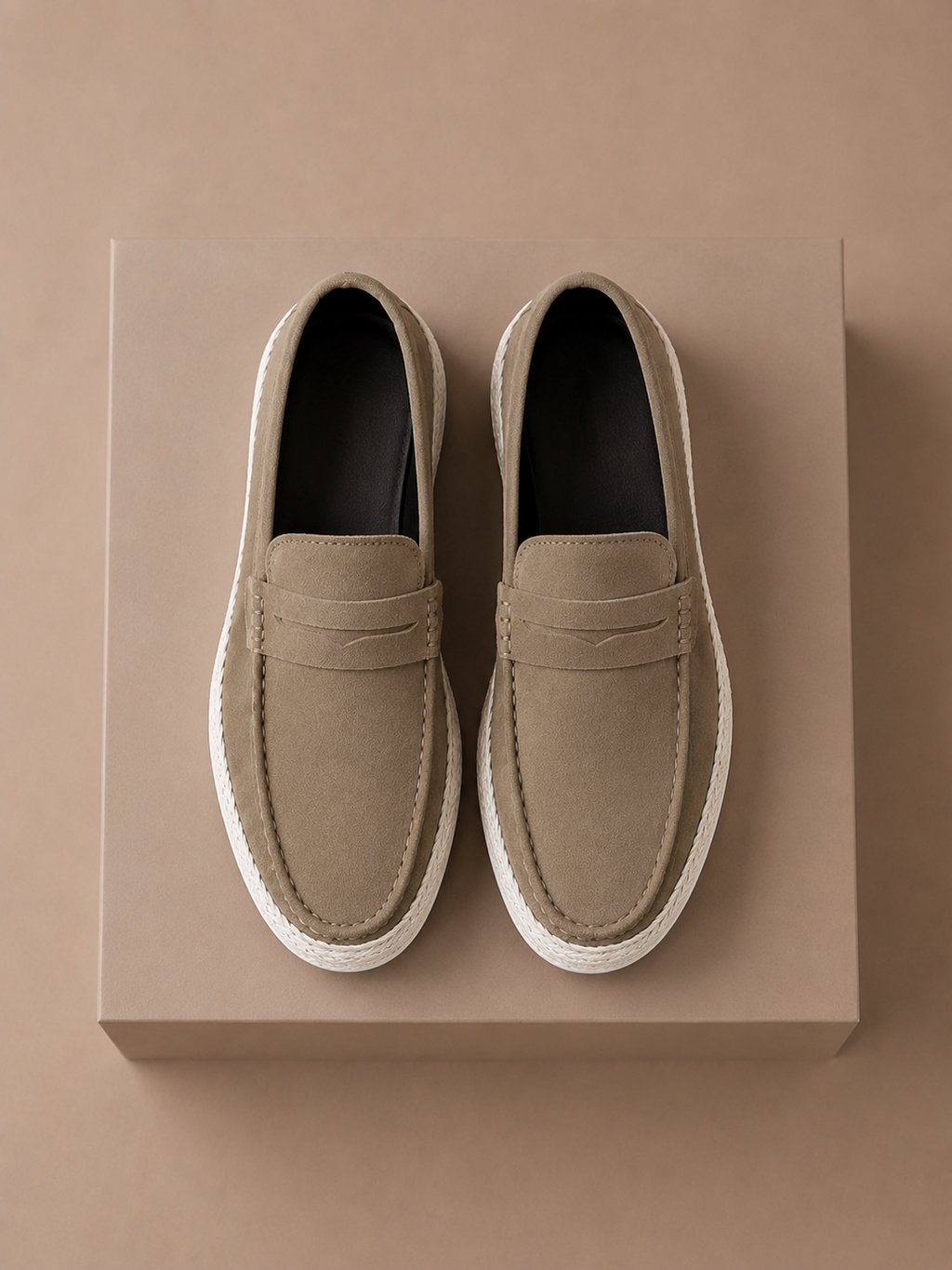 Zomerse loafers heren in beige, zijaanzicht – Estrani