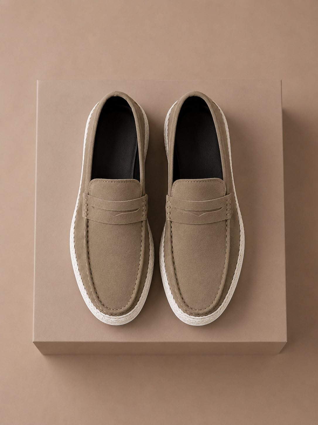 Zomerse loafers heren in beige, zijaanzicht – Estrani