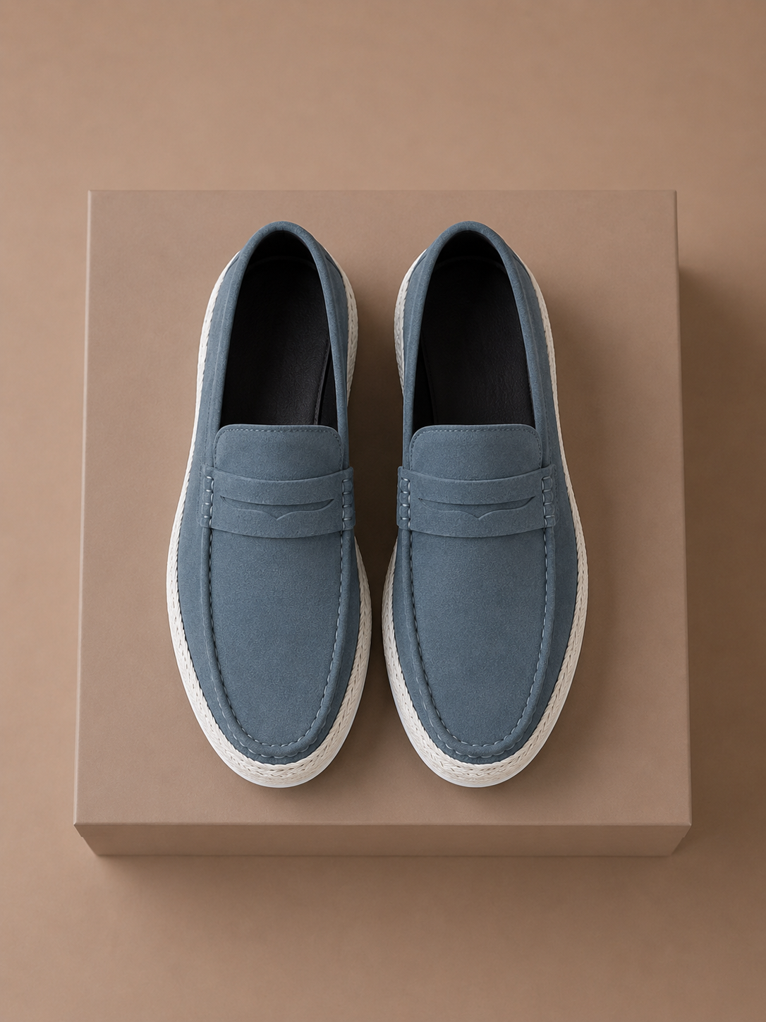 Zomerse loafers heren in blauw, zijaanzicht – Estrani